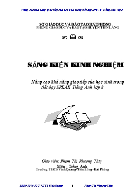 Sáng kiến kinh nghiệm Nâng cao khả năng giao tiếp của học sinh trong tiết dạy SPEAK Tiếng Anh Lớp 8